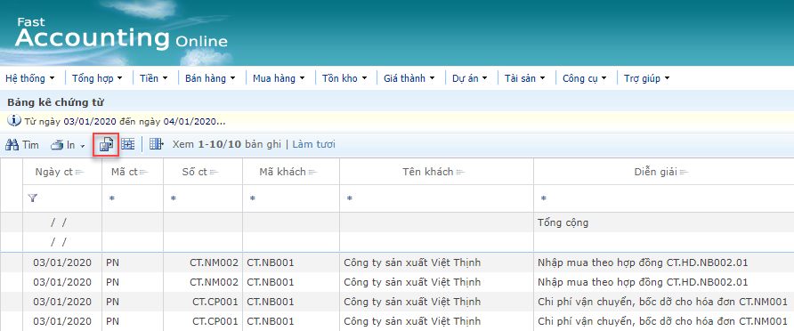 Kết xuất dữ liệu ra excel 2